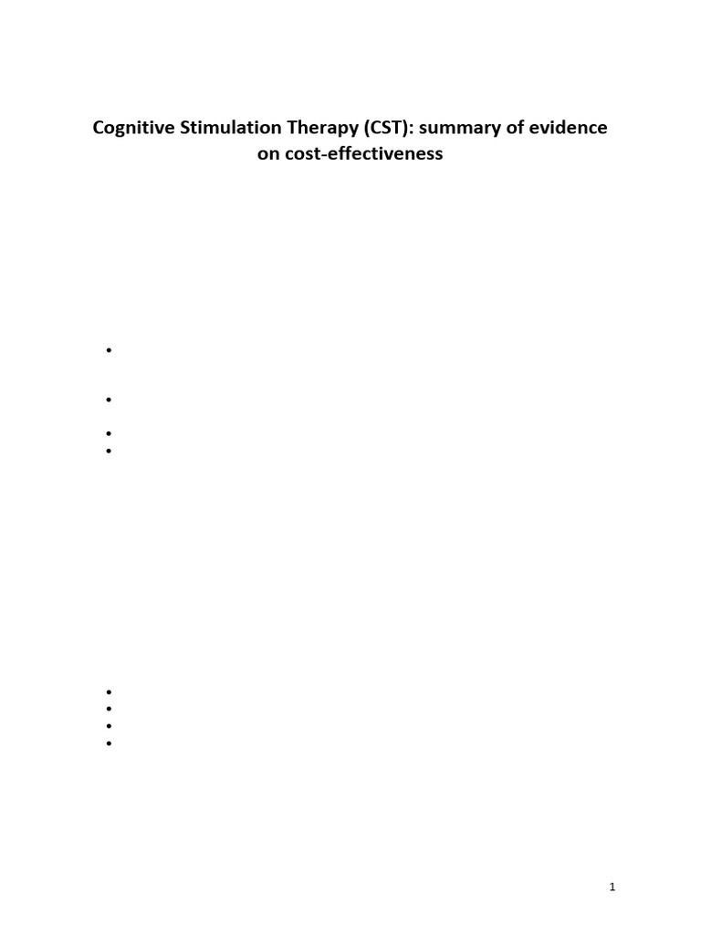 Cost-Effectiveness of Cognitive Stimulation Therapy | PDF | Dementia ...
