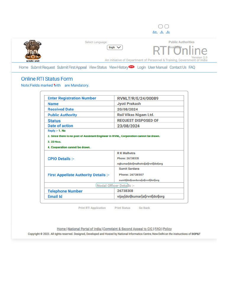 RTI Online __ View Status Form (1) (2) | PDF