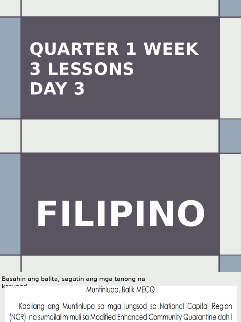 Quarter 1 Week 3 Lessons Day 3 | PDF