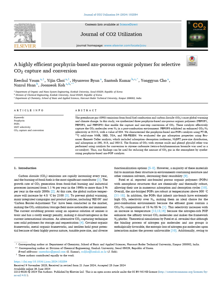 A Highly Efficient Porphyrin Based Azo-Porous Organic Polymer For ...