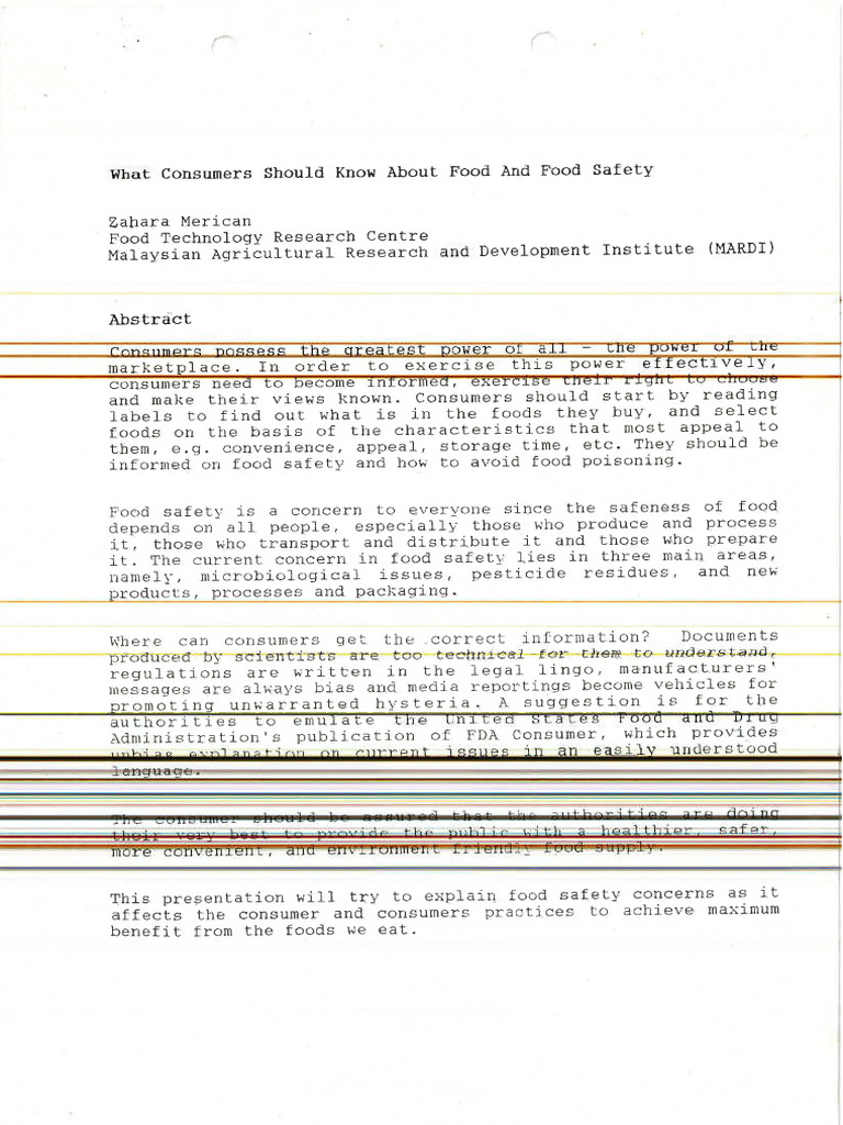 What Consumer Should Know About Food and Food Safety | PDF