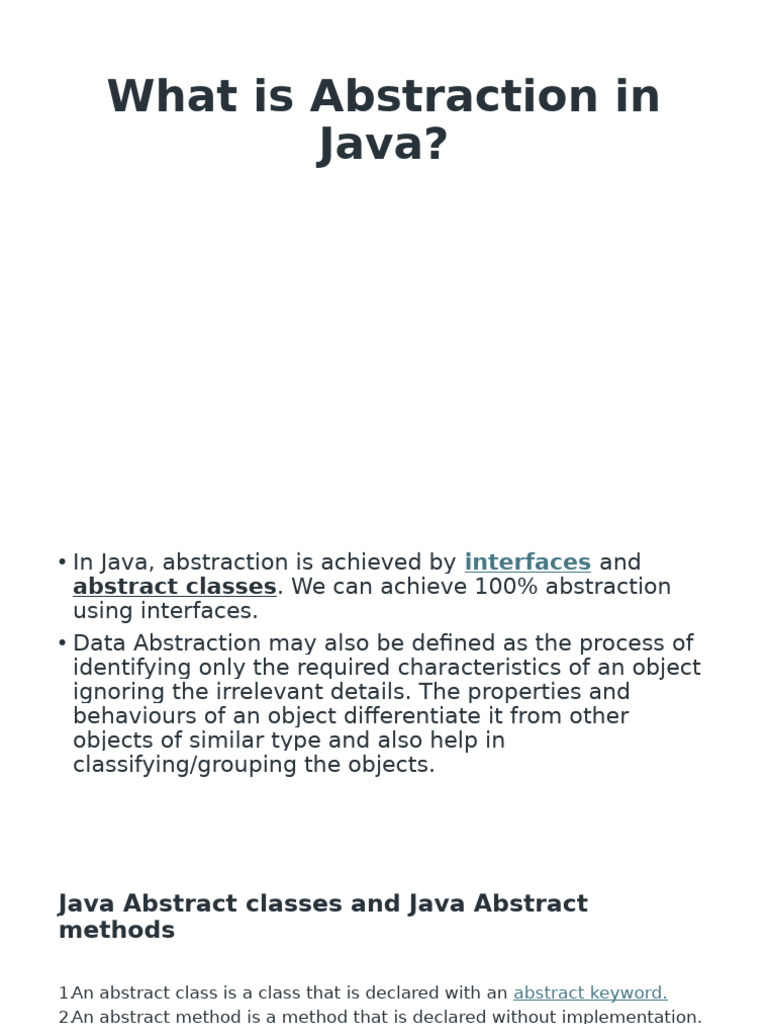 What Is Abstraction in Java | PDF