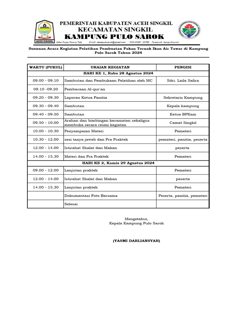 Contoh format rundown acara yang detail