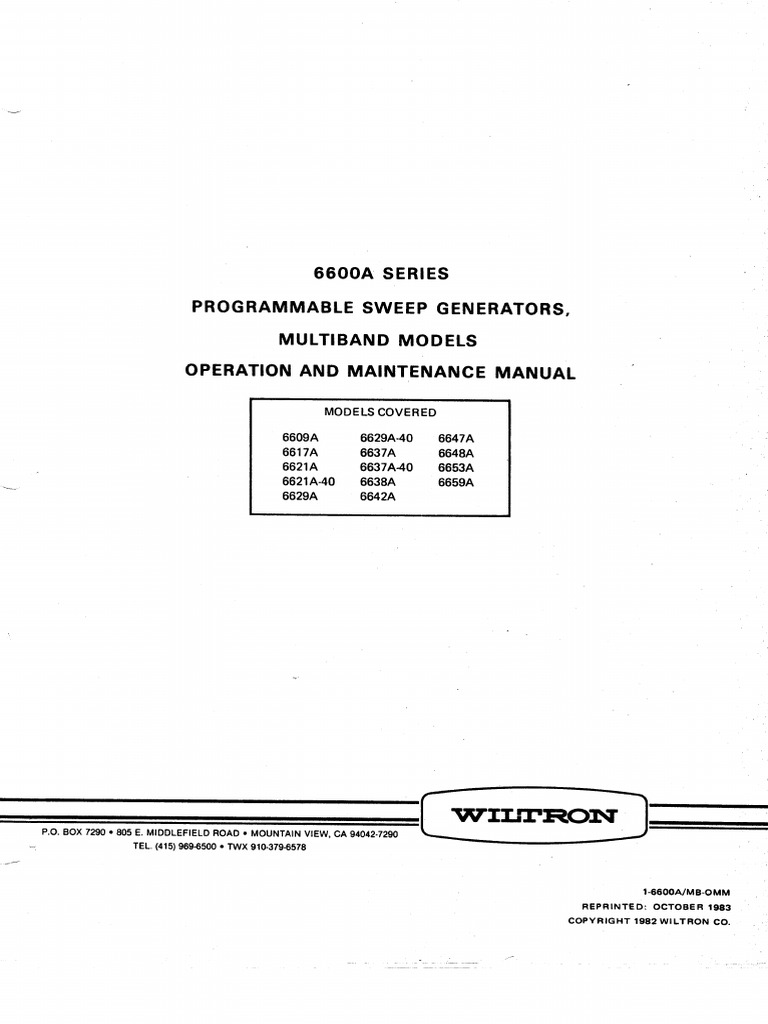 Wiltron 66xxa Om SM 1 6600a MB Omm | PDF
