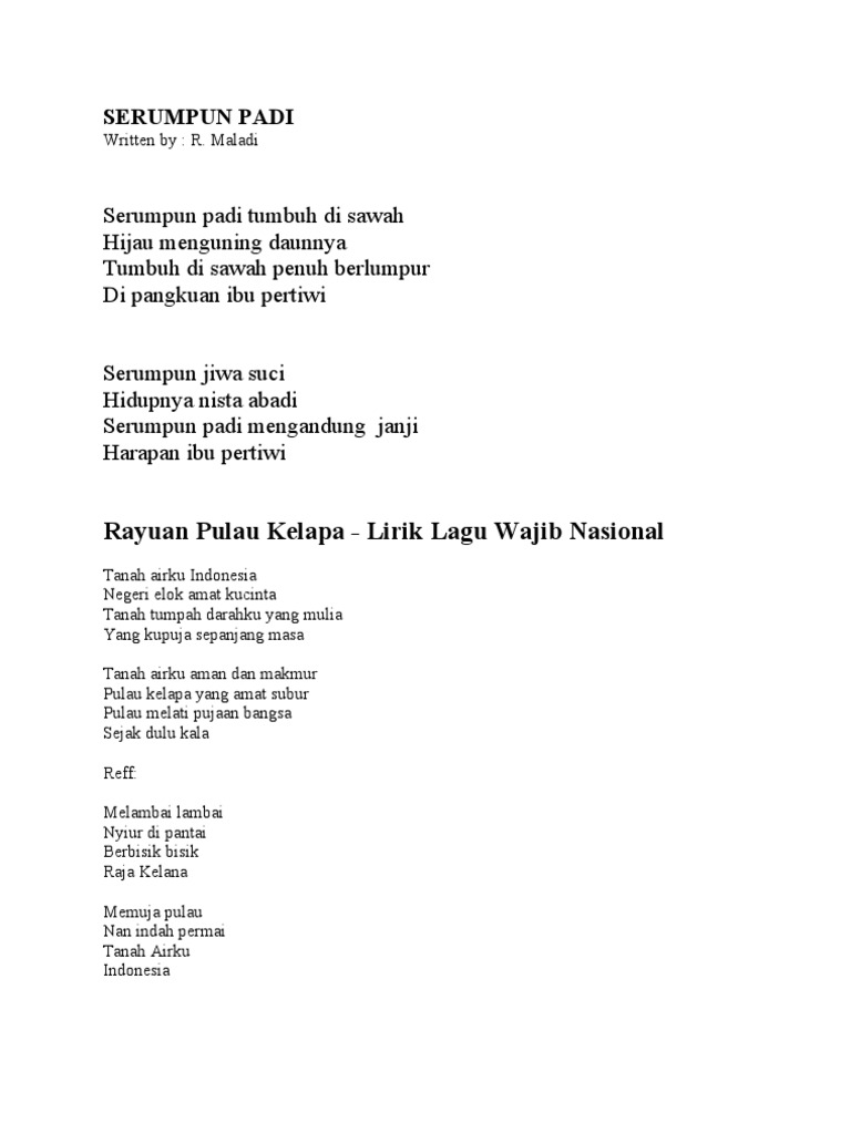 Lirik Lagu Wajib Pdf