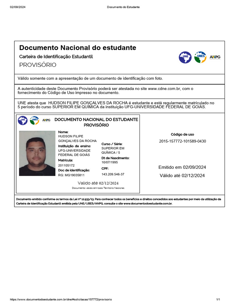 Documento do estudante pdf pdf