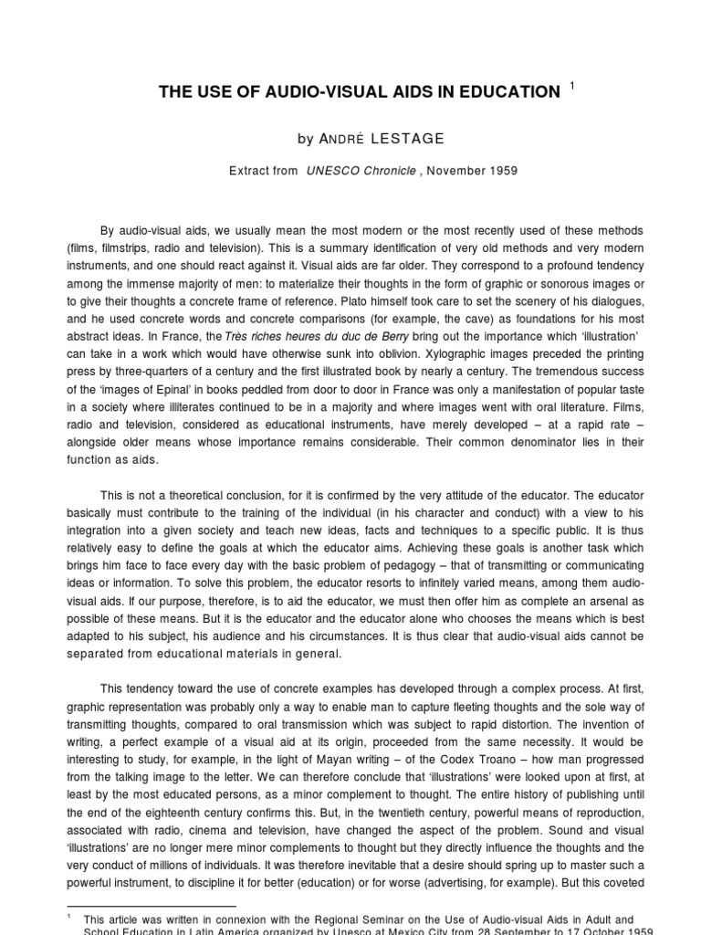 Audio Visual Aids PDF Teachers Information