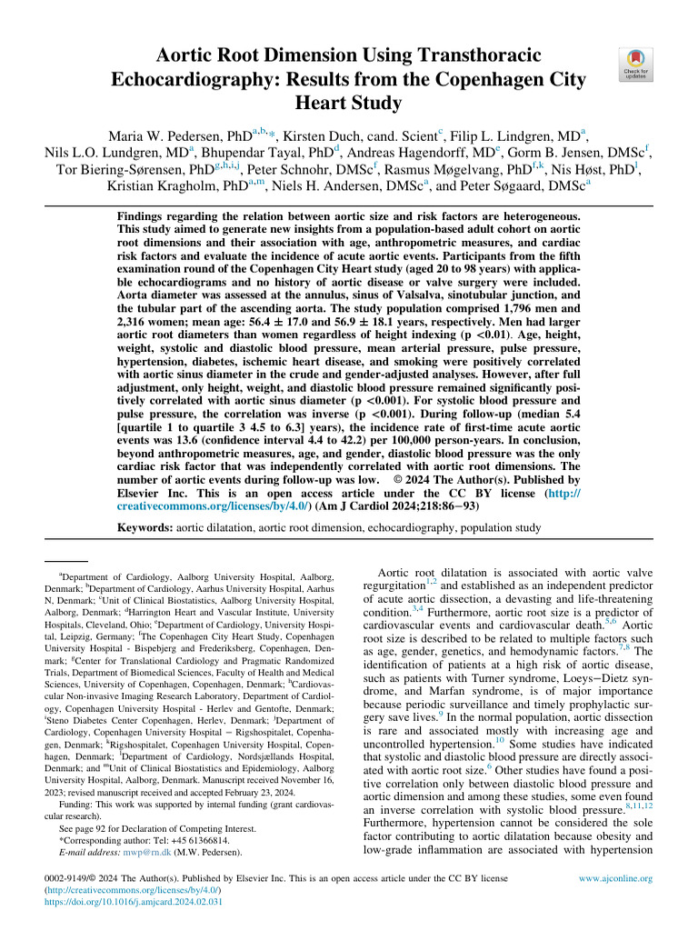 Aortic Root Dimension Using Transthoracic Echocard | PDF | Aorta ...