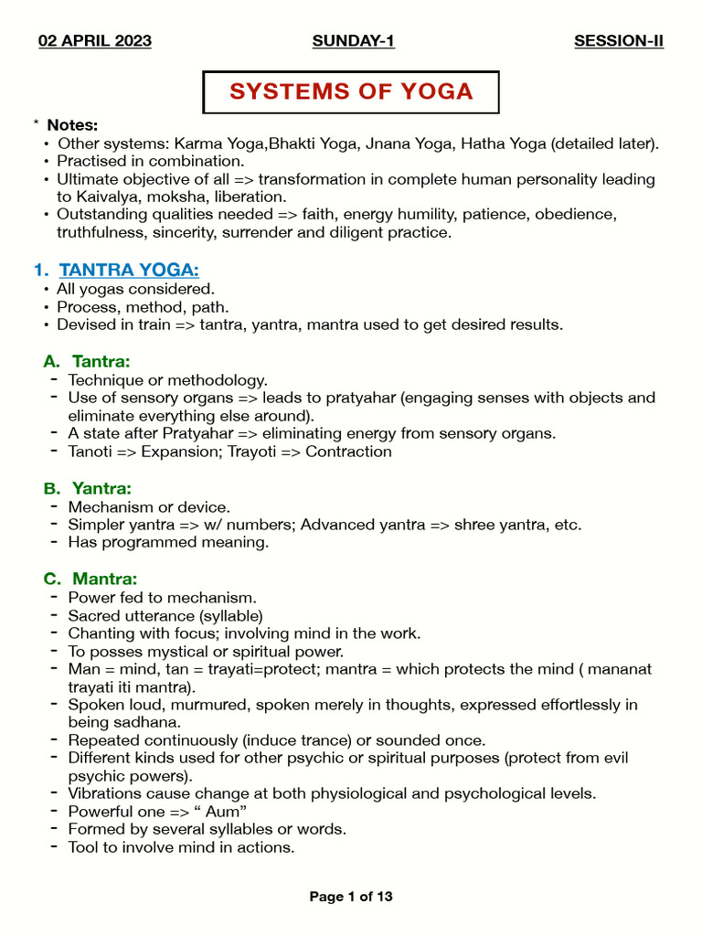 Systems of Yoga | PDF