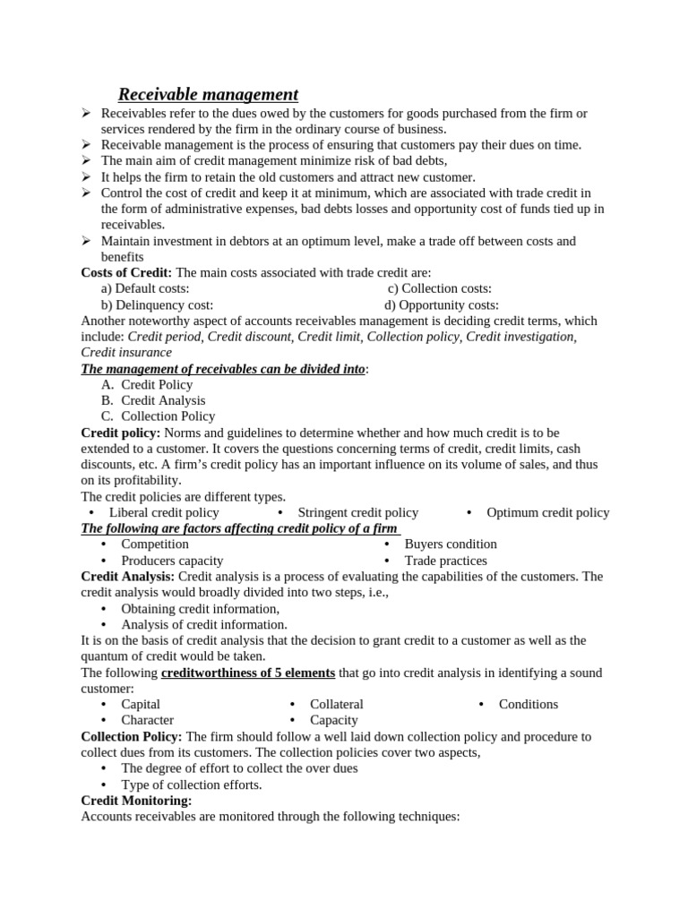 Receivable and Inventory Management | PDF | Credit | Technology ...