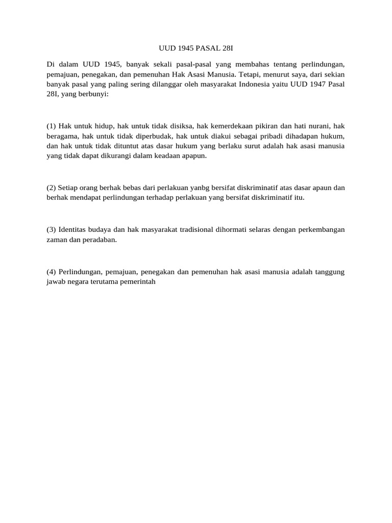 Uud 1945 Pasal 28i | PDF