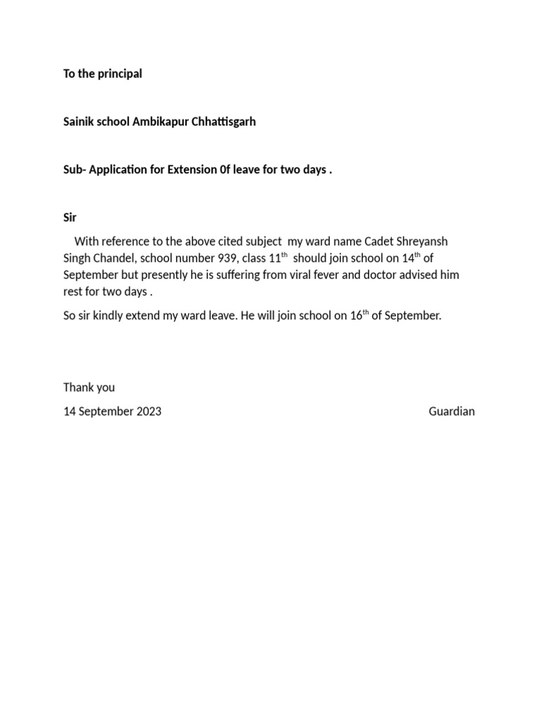 Application Extension of Leave | PDF