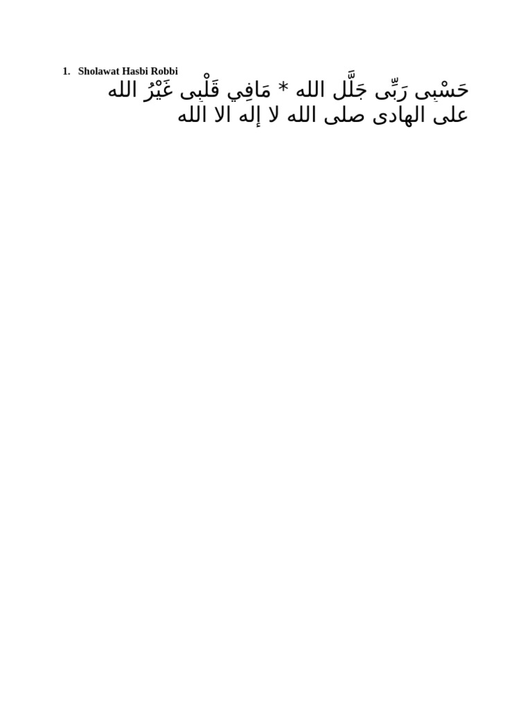 Sholawat Hasbi Robbi | PDF