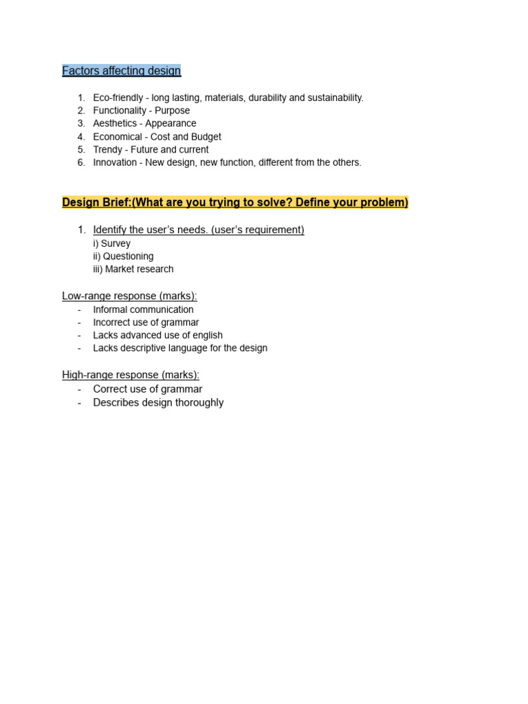 Design Tech Notes | PDF