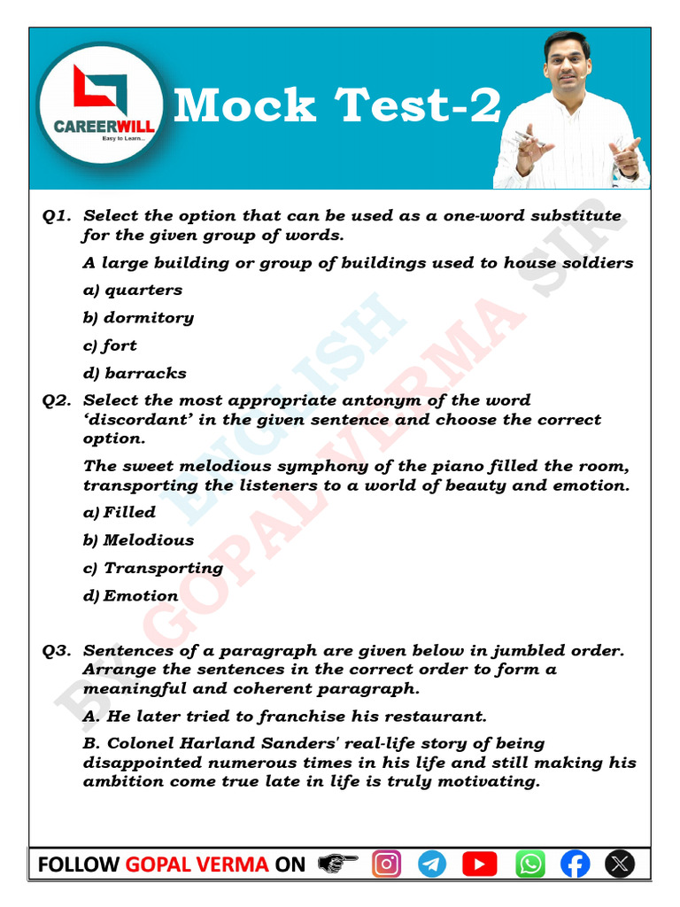 Mock Test - 02 Sheet | PDF