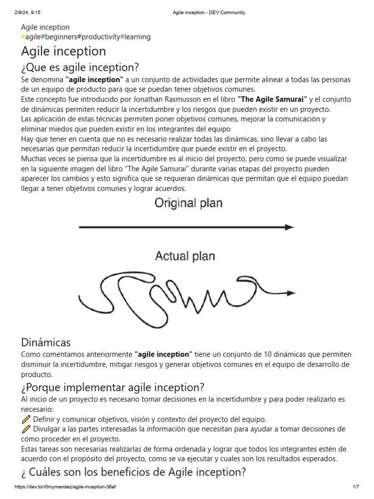 Agile Inception - DEV Community | PDF