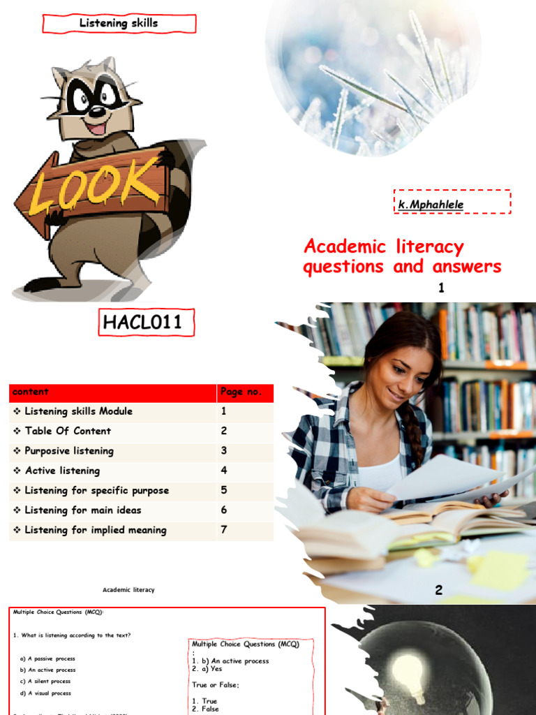 Kamza's HACL011 Listening Skills | PDF | Multiple Choice | Career & Growth