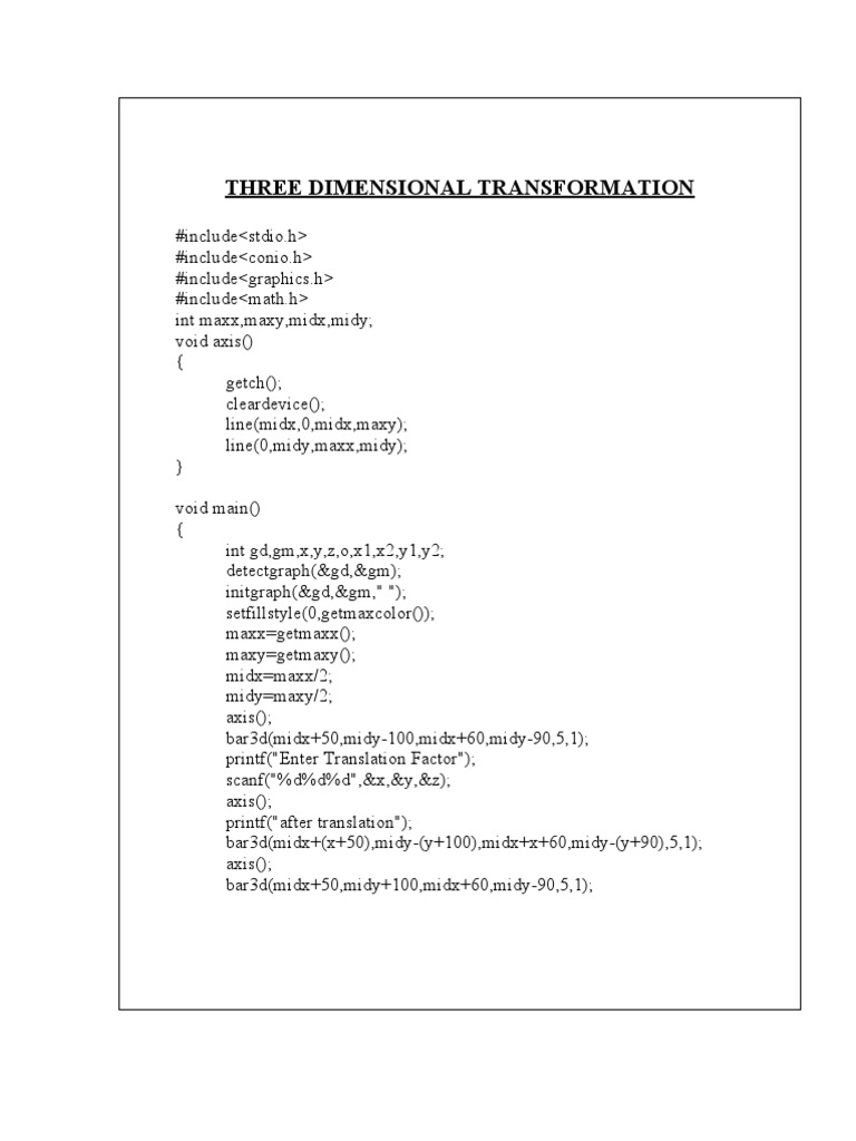 Three Dimensional Transformation | PDF