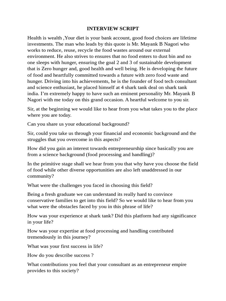 Interview Script (Sandhya S) | PDF