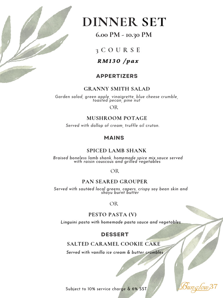 Dinner Course Sets | PDF