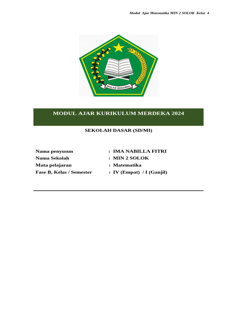 Modul Mtk Kelas 4 2 Pdf