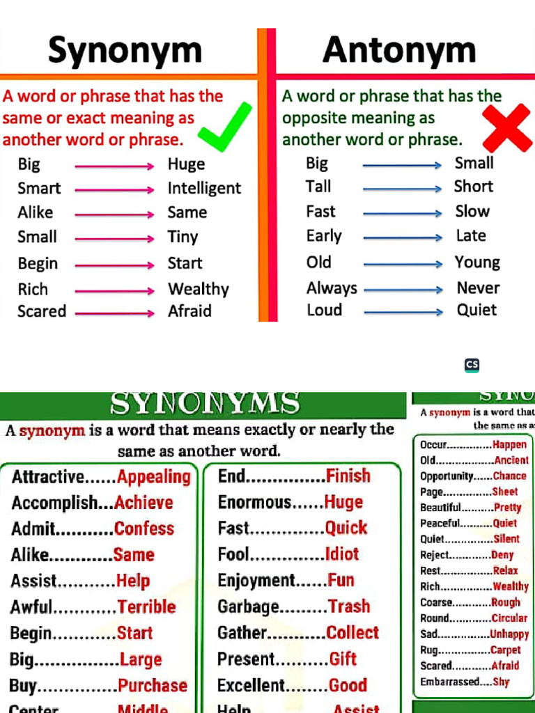 EXAMPLE OF SYNONYMS ANTONYMS intelligence overview