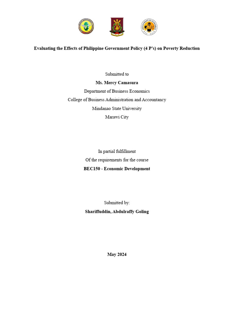 Evaluating The Effects of Philippine Government Policy 4 Ps On Poverty ...