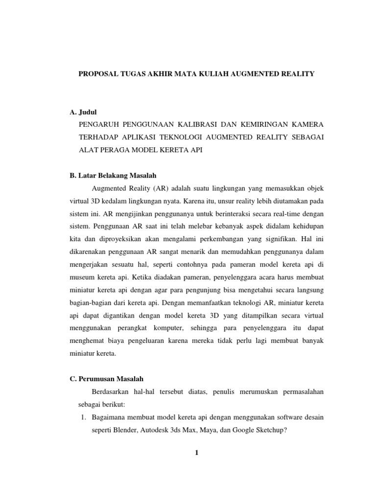 Proposal Tugas Akhir Mata Kuliah Augmented Reality