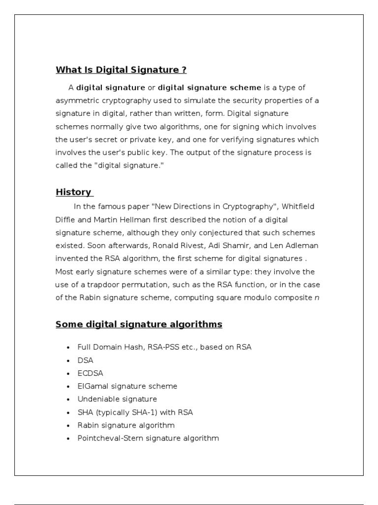 Digital Signatures and Rabin Algorithm | PDF | Public Key Cryptography ...