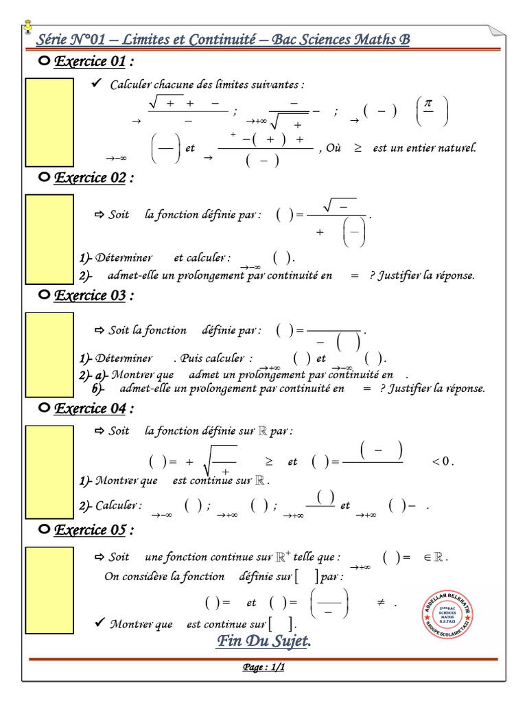 Série NO 01 2ème Bac SC Maths-1 | PDF | Mathématiques
