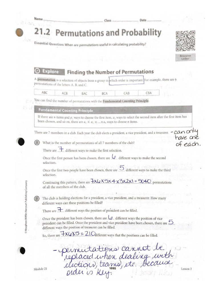 21.2 Permutations and Probability | PDF