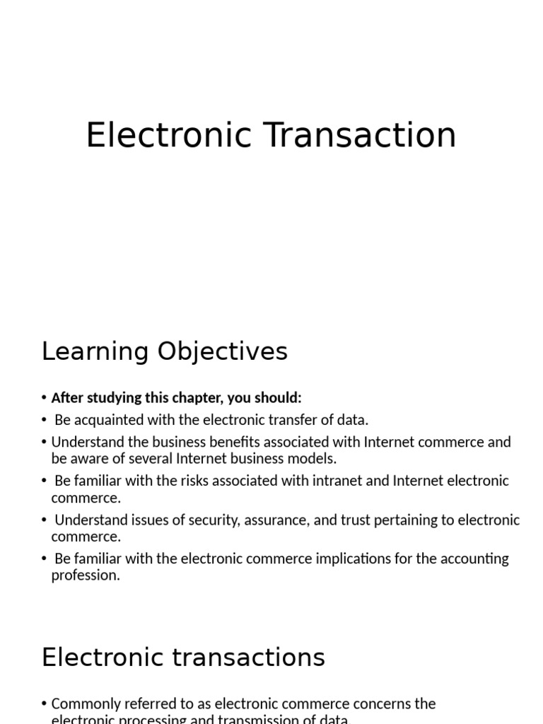 Electronic TransactionsLec4 | PDF
