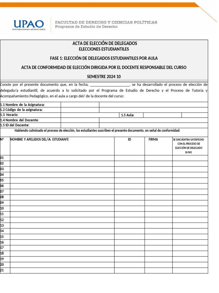 Acta de Elección de Delegados 2024-10 | PDF