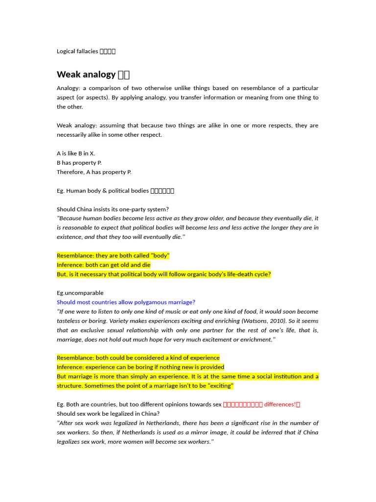 0401Logical Fallacies 逻辑谬误 | PDF