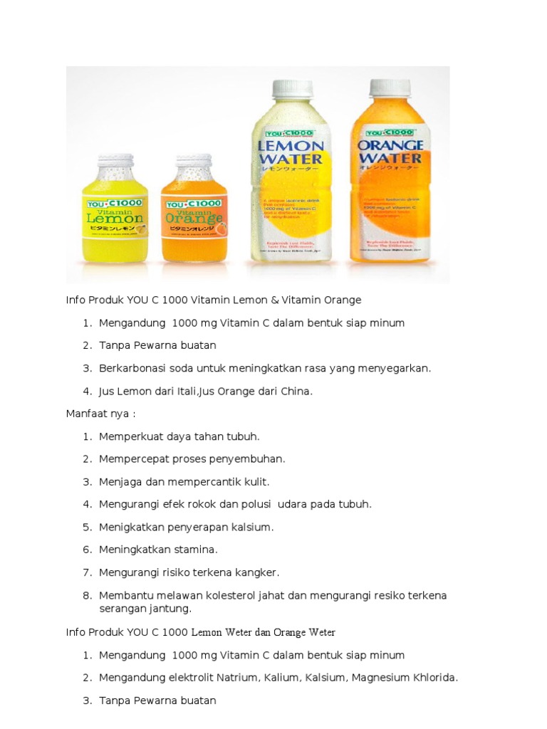 Info Produk You C 1000 Pdf Dietary Supplements Essential Nutrients