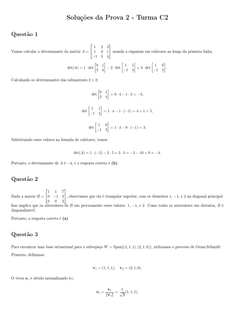 Prova 2 C2 Gabarito | PDF
