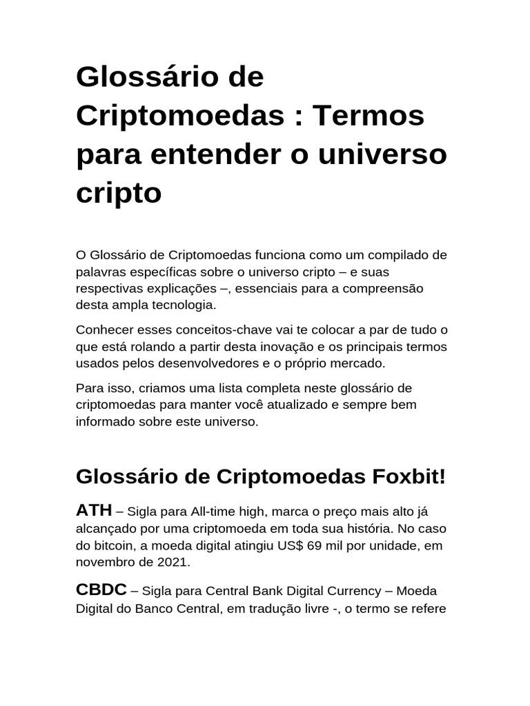 Glossário de Termos Cripto | PDF | Criptomoeda | Bitcoin