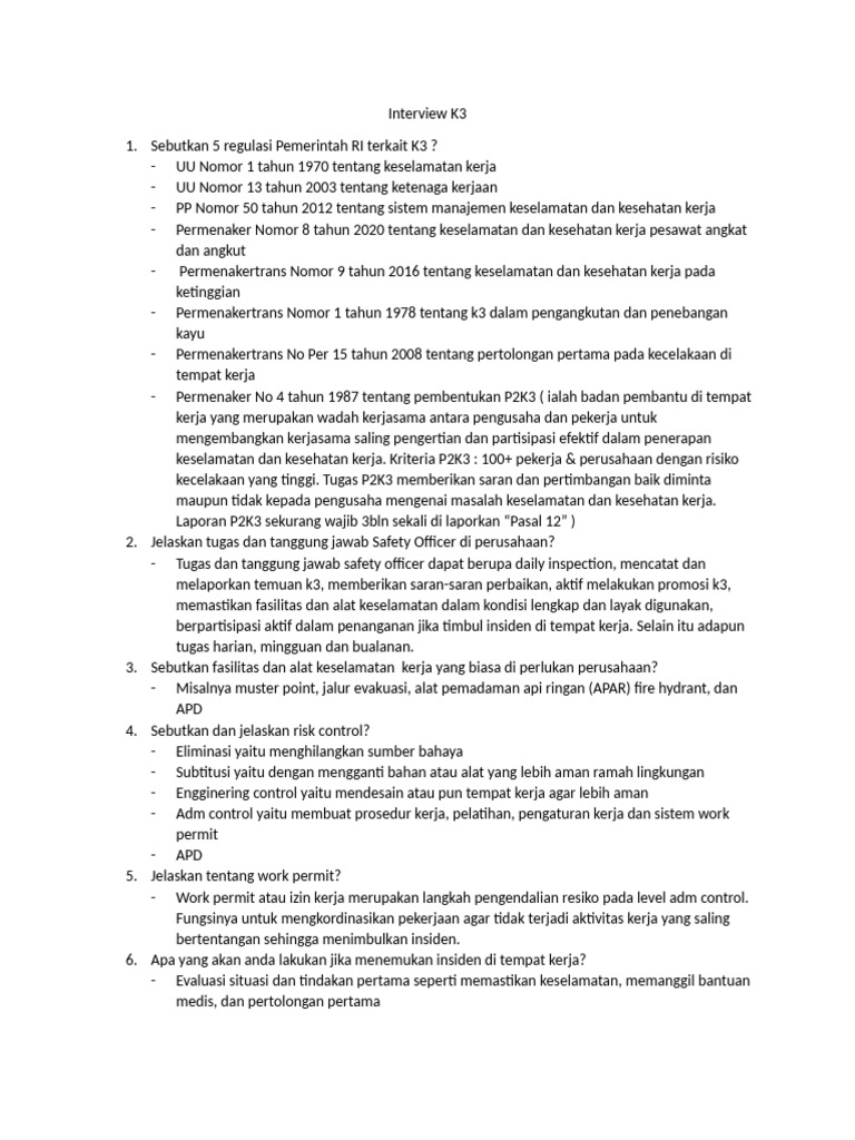 Interview K3 Pdf