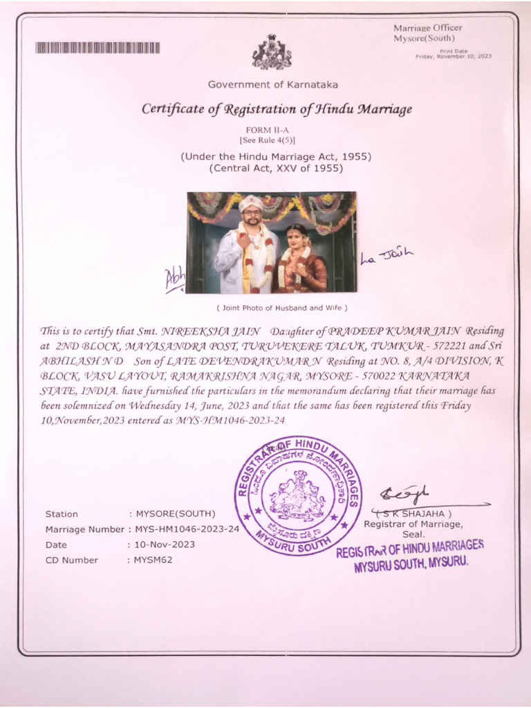 Marriage Certificate | PDF