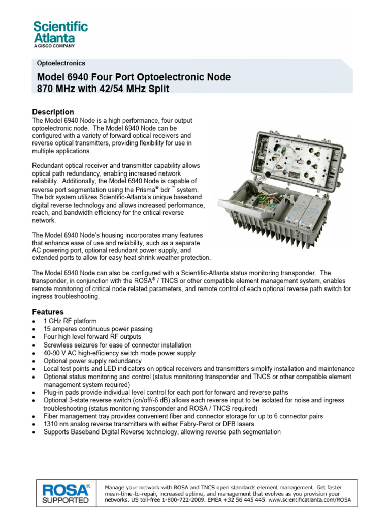 Optoelectronic Node Model 6940 | PDF | Electrónica