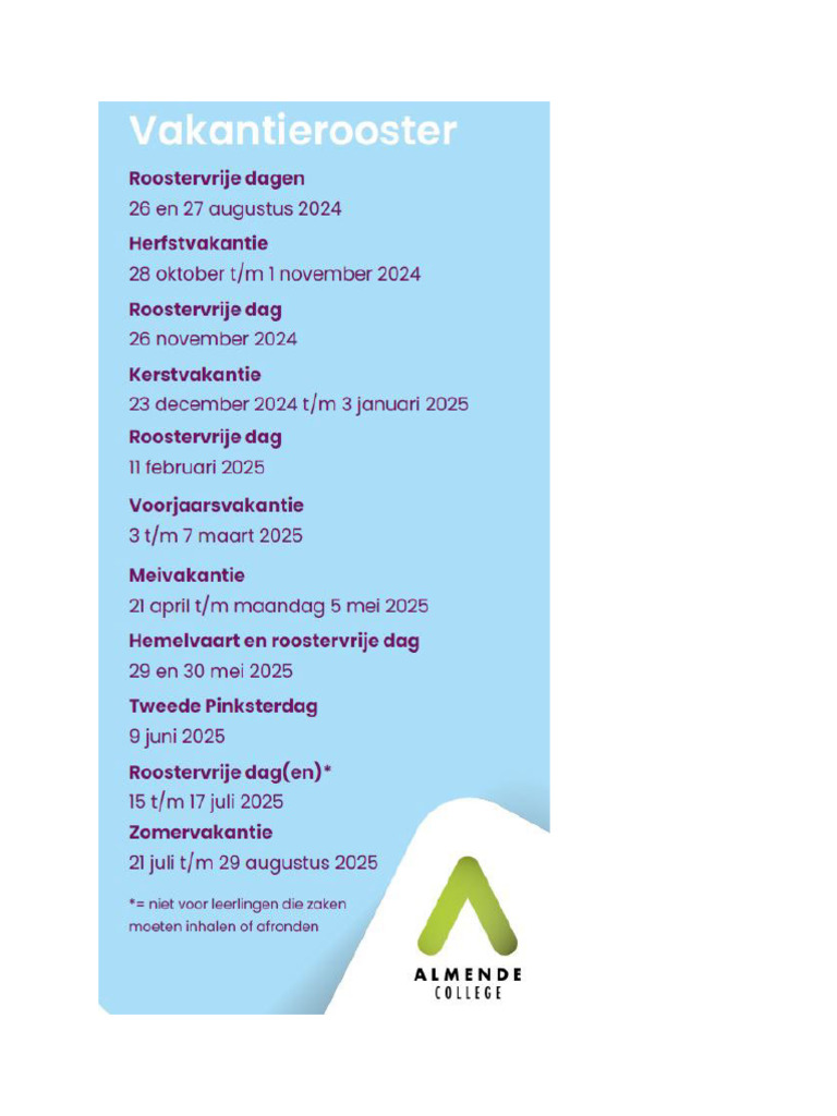 Vakantierooster20242025 PDF