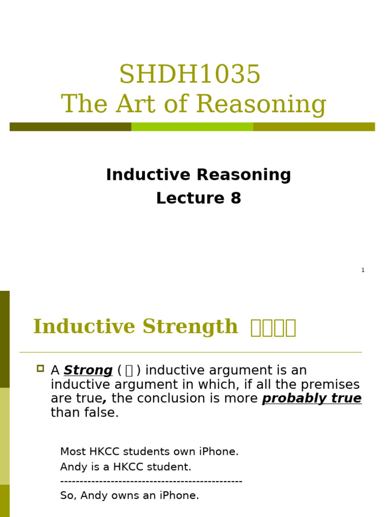 Lecture 8 Inductive Reasoning 3 | PDF