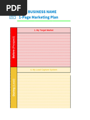 1-Page Marketing Plan Canvas