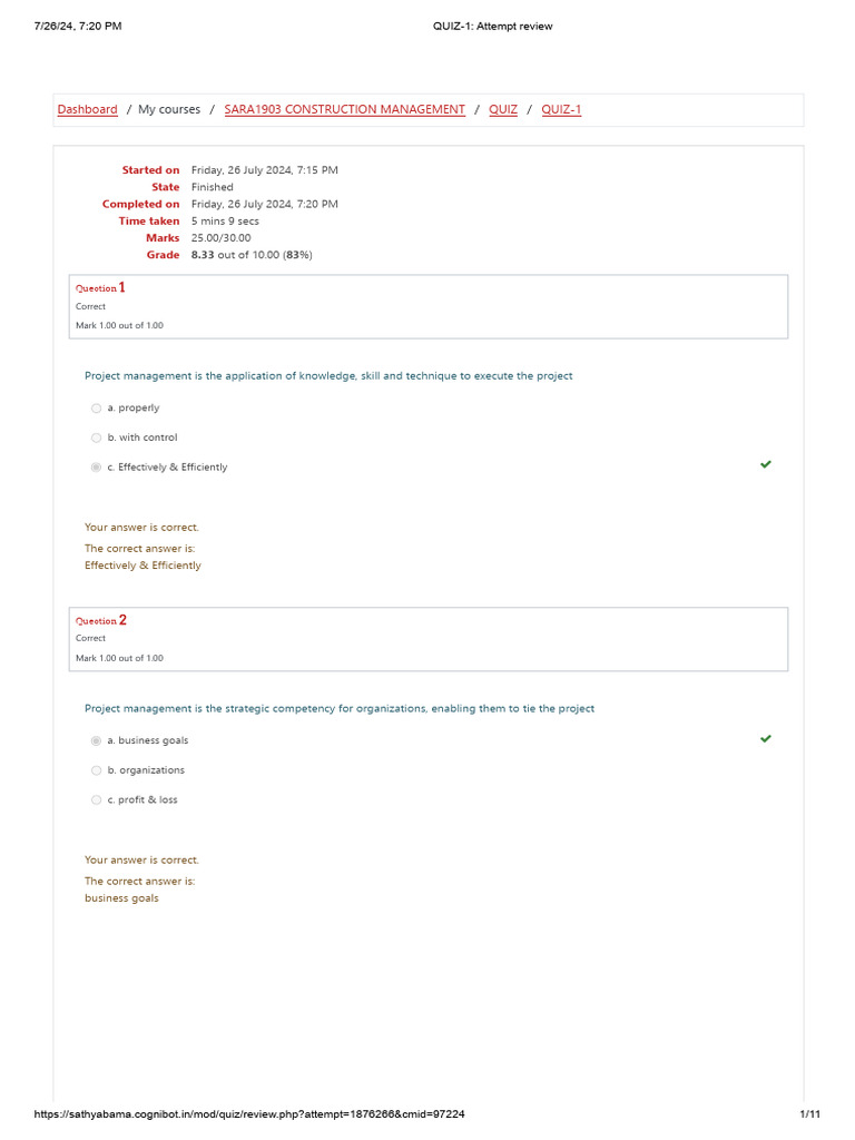 QUIZ-1 - Attempt Review | PDF