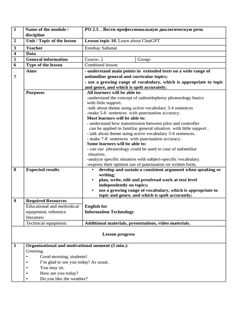 Lesson Plan 10 | PDF
