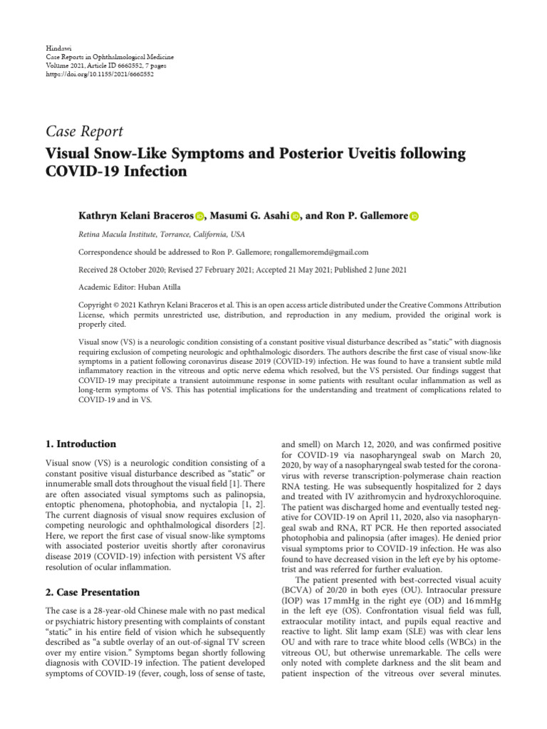 Braceros et al 2021 visual snow like symptoms and posterior