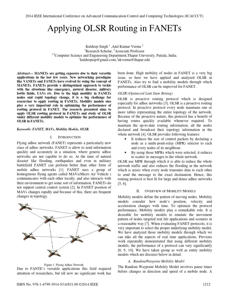 Applying Olsr Routing in Fanets: Olsr (Optimized Link State Roting) | PDF