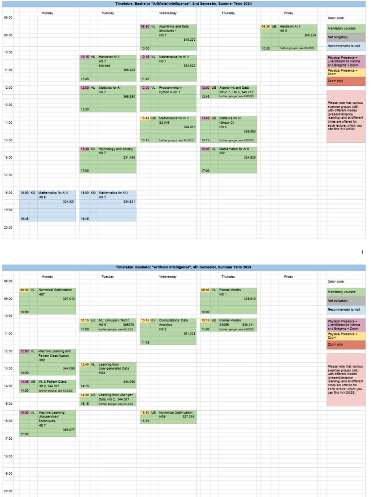 AI Timetable Summer Term2024 | PDF