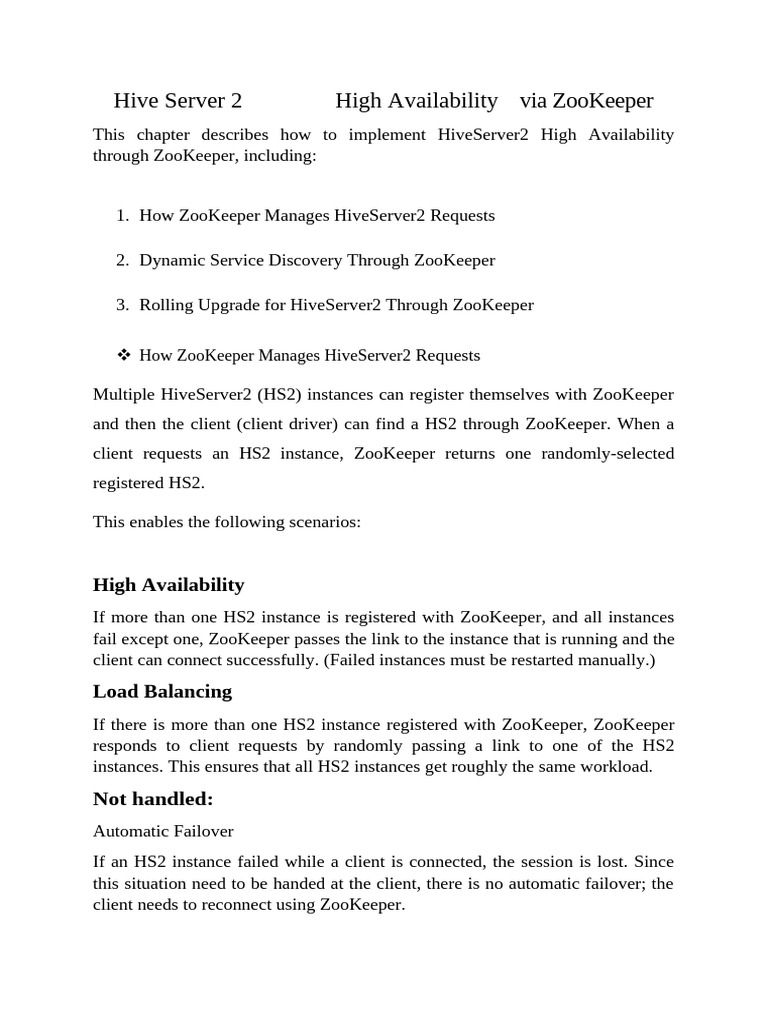 Hive Server 2 HA | PDF
