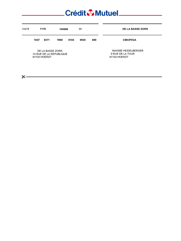 RIB du Crédit Mutuel de la Basse Zorn | PDF